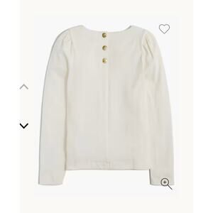 J. CREW Factory Women's Puff-Sleeve Button-Back Top Minimalist Cream Size Large